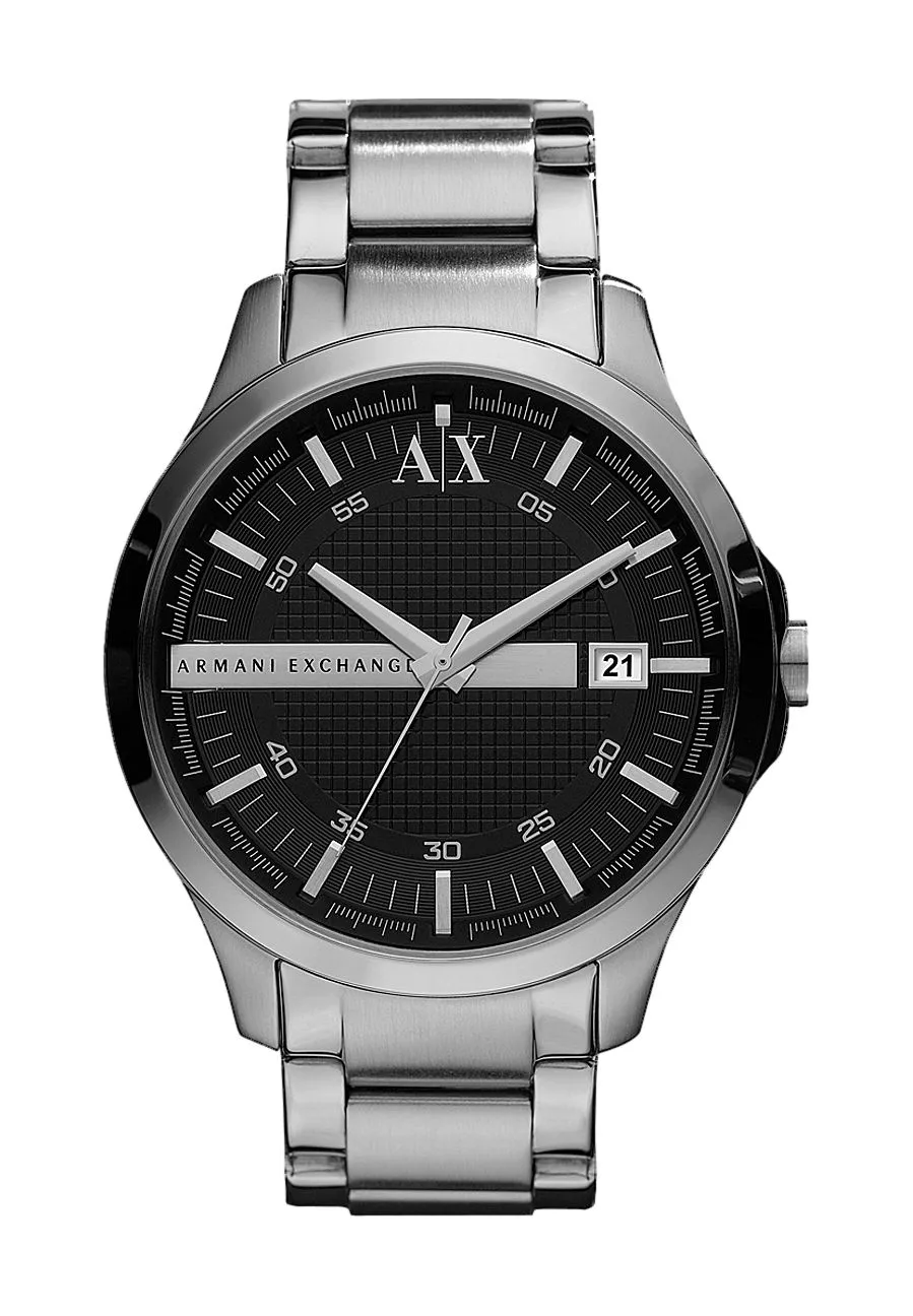 Klassische Herrenuhr mit schwarzem Lederarmband