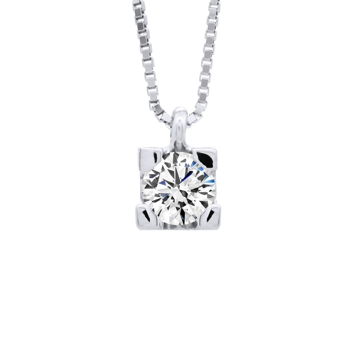 Weißgold Solitär Anhänger Halskette mit Diamant