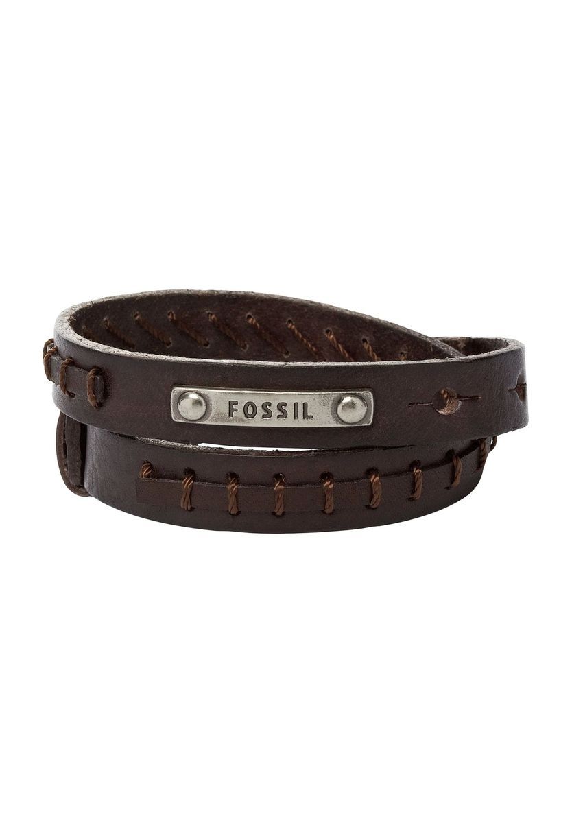 Braunes Leder Wickelarmband mit Edelstahl