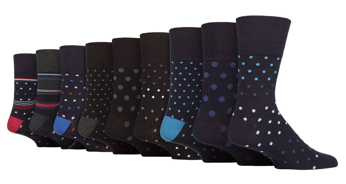 9 Pack Herren Bambus Socken | Gentle Grip | Extra Wide Loose Top nicht elastische Socken - SOMRM101106