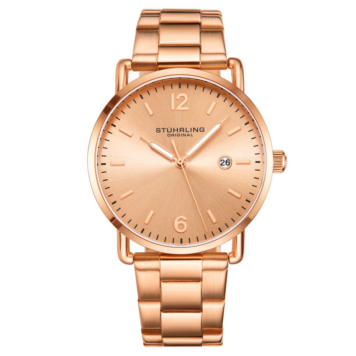 Roségoldene minimalistische analoge Uhr