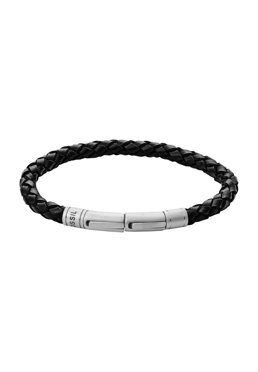 Geflochtenes Lederarmband mit Stahlverschluss