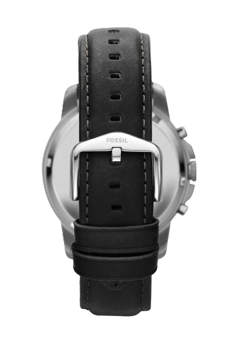 Herren Klassische Schwarze Leder Chronograph Uhr