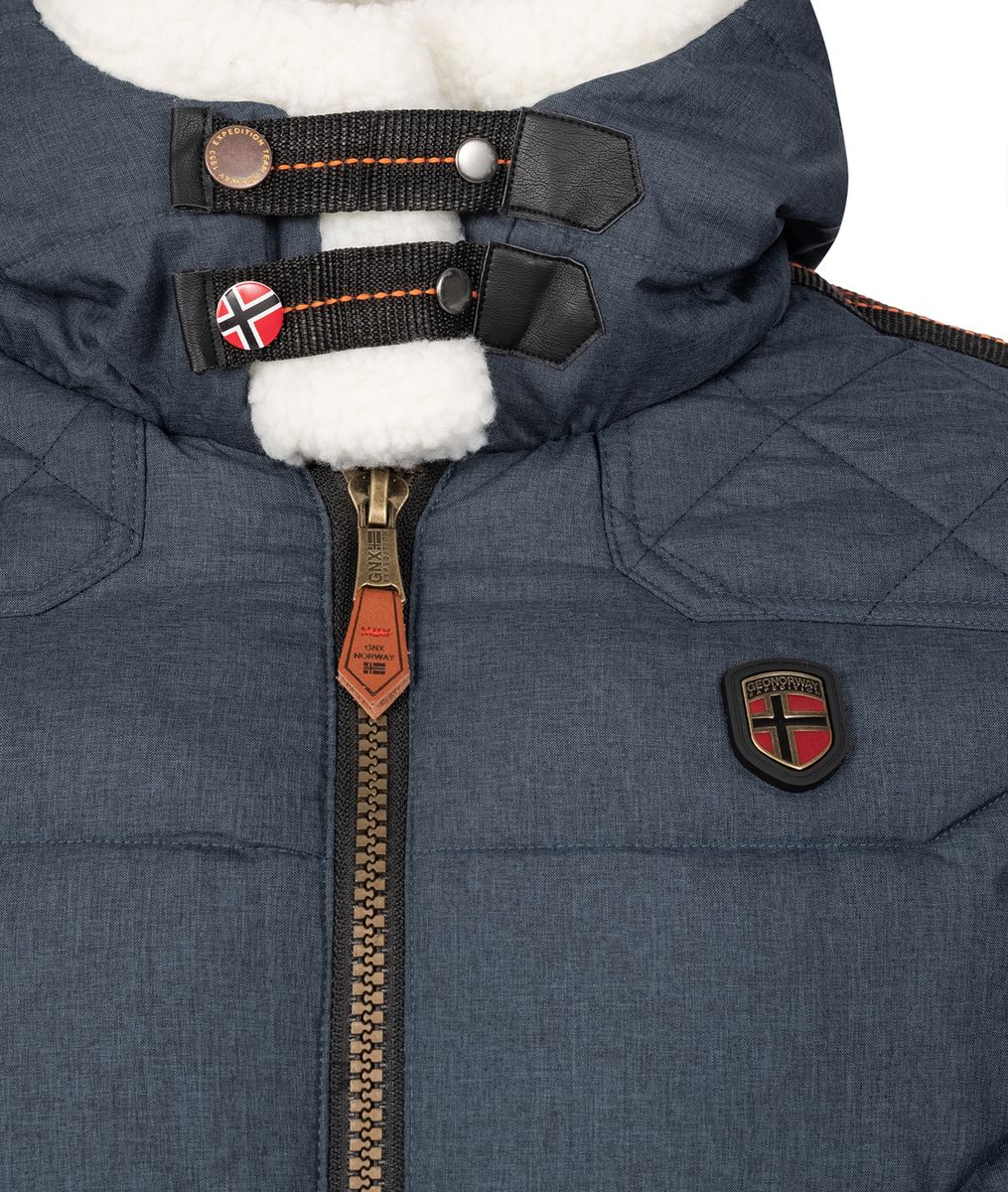 Gesteppte Expeditionsjacke mit Pelzkapuze