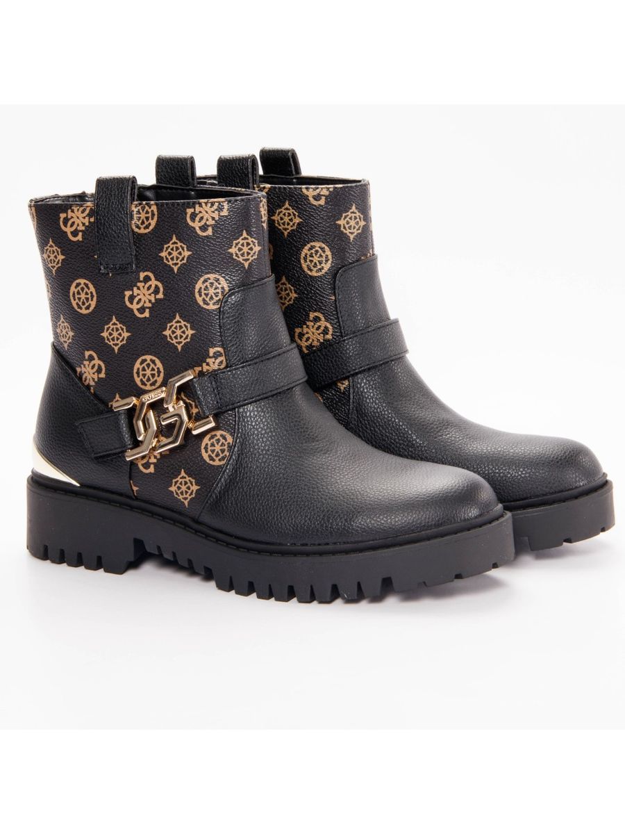 Monogrammgeprägte Leder-Ankle-Boots