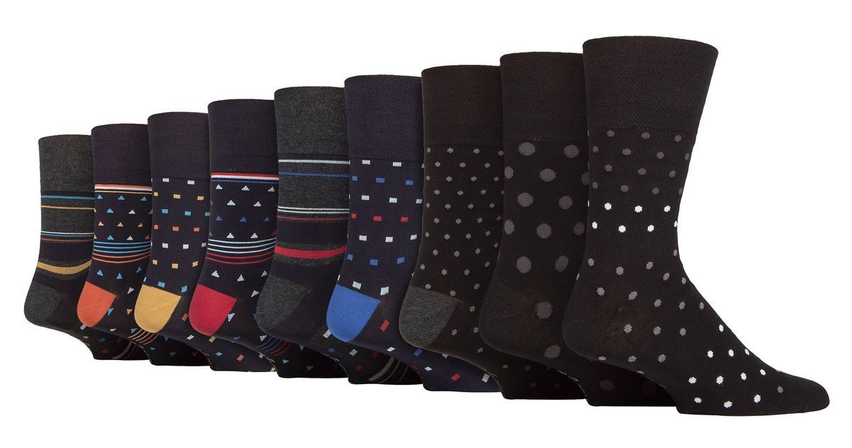9 Pack Herren Bambus Socken | Gentle Grip | Extra Wide Loose Top nicht elastische Socken - SOMRM091011
