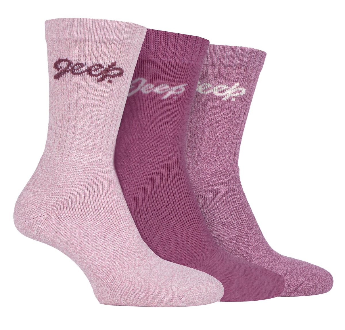Womens Hiking Boot Socks | Jeep | Ladies Ribbed Outdoor Cushioned Socks with Reinforced Heel and Toe - Rose / Cream