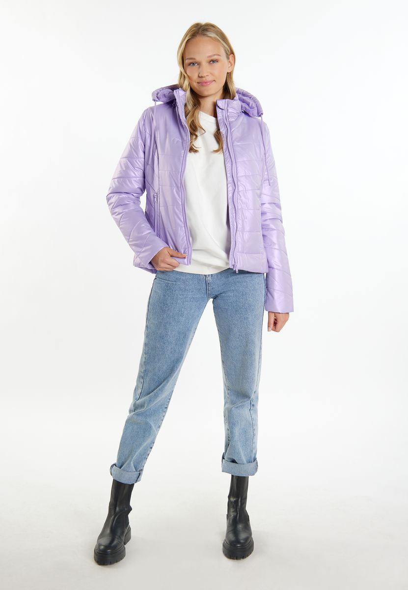 Schimmernde Steppjacke mit Kapuze