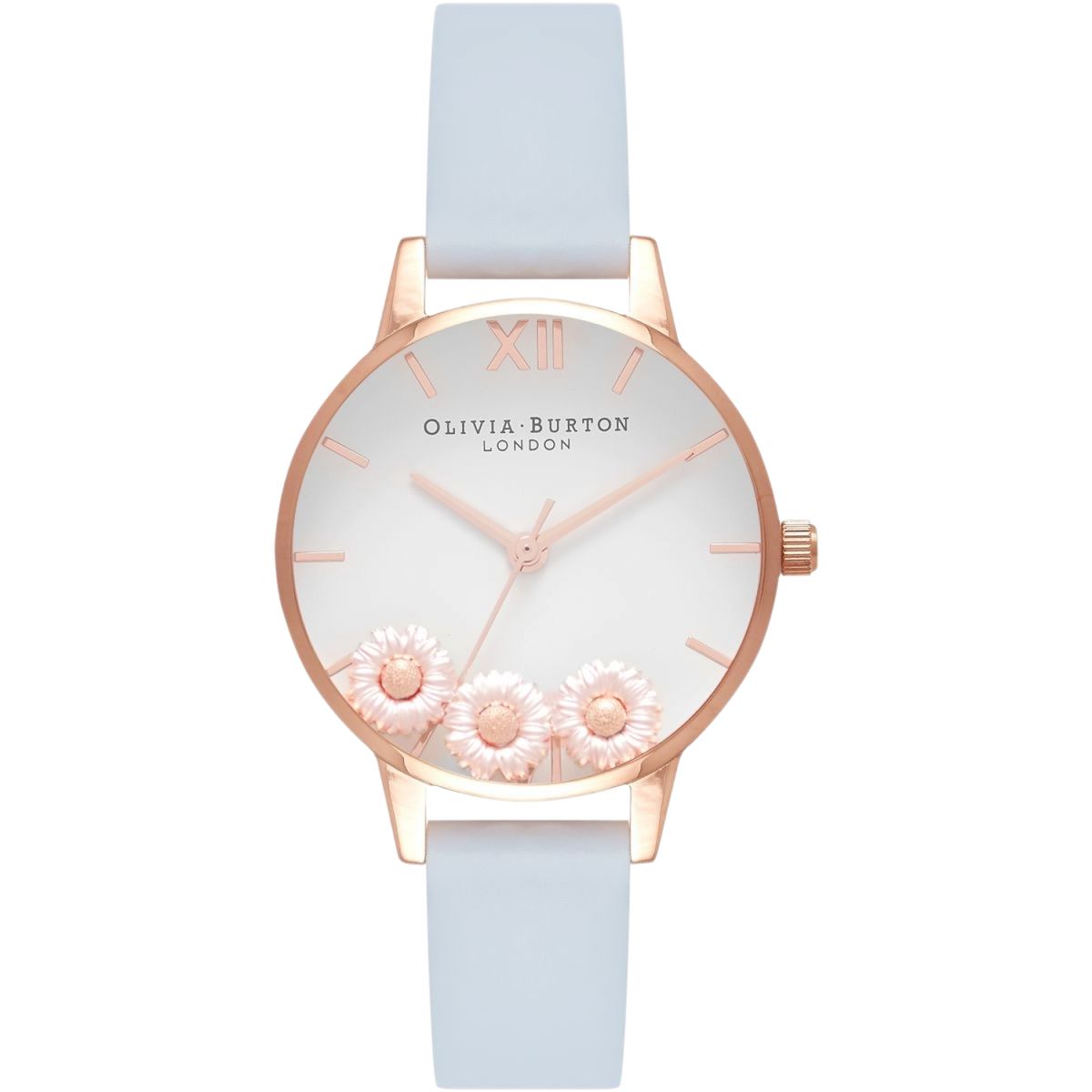 Roségoldene Uhr mit floralen Details