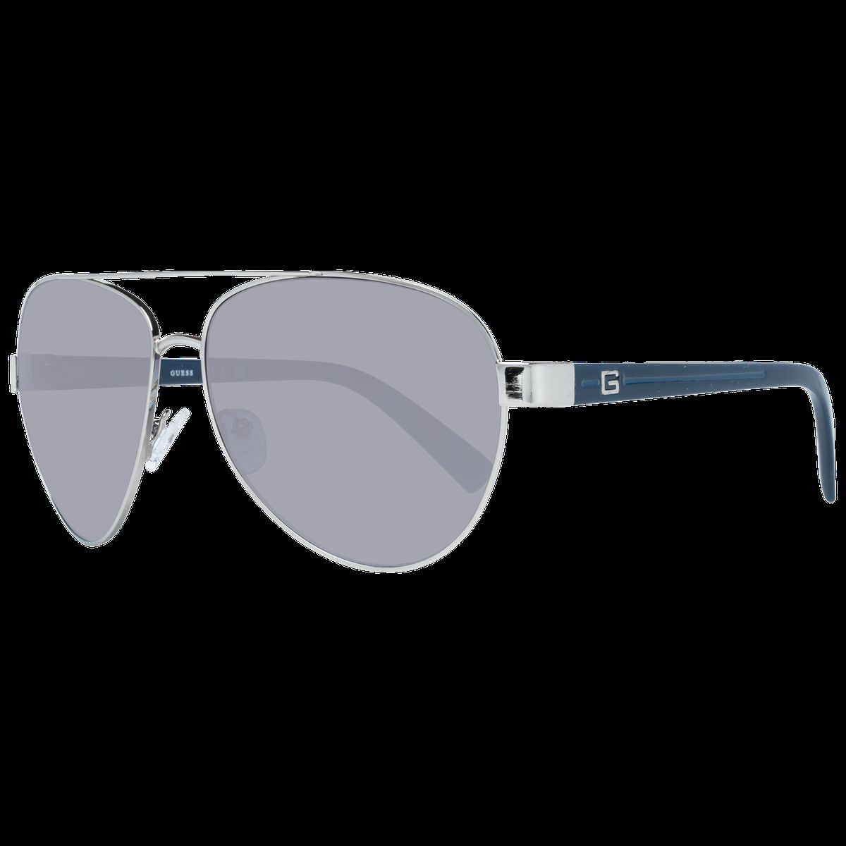 Silberne Pilotenbrille mit blauen Akzenten