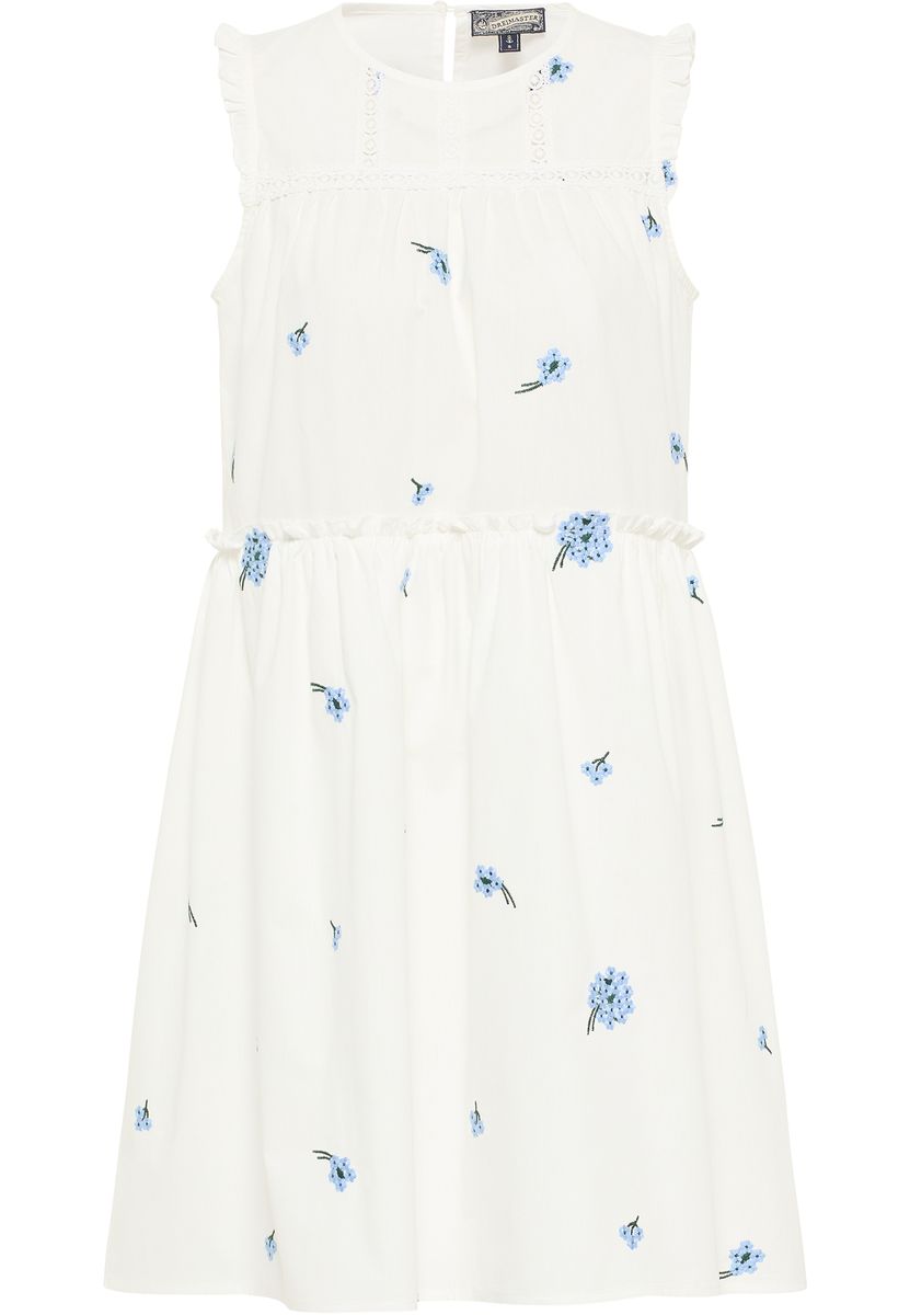 Dreimaster Midikleid Damen Wollweiss Blau