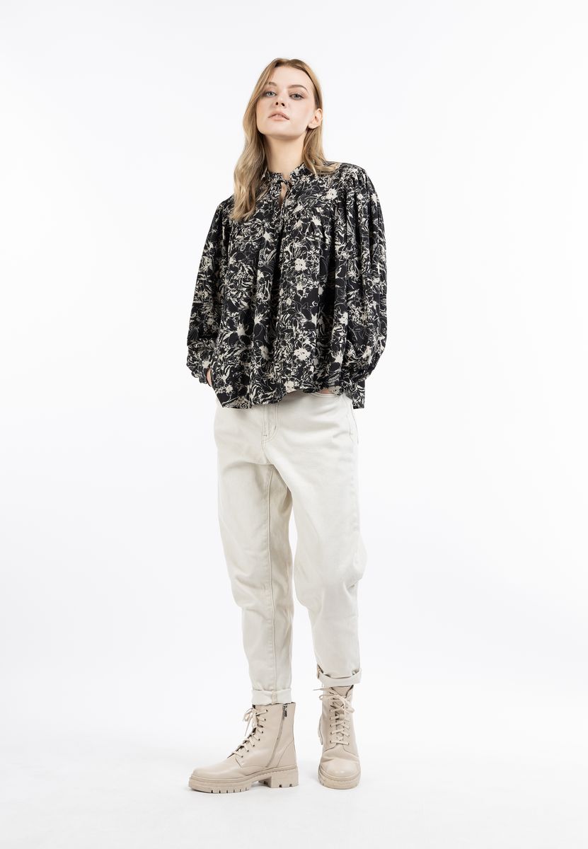 Florale Bluse mit Bindeband