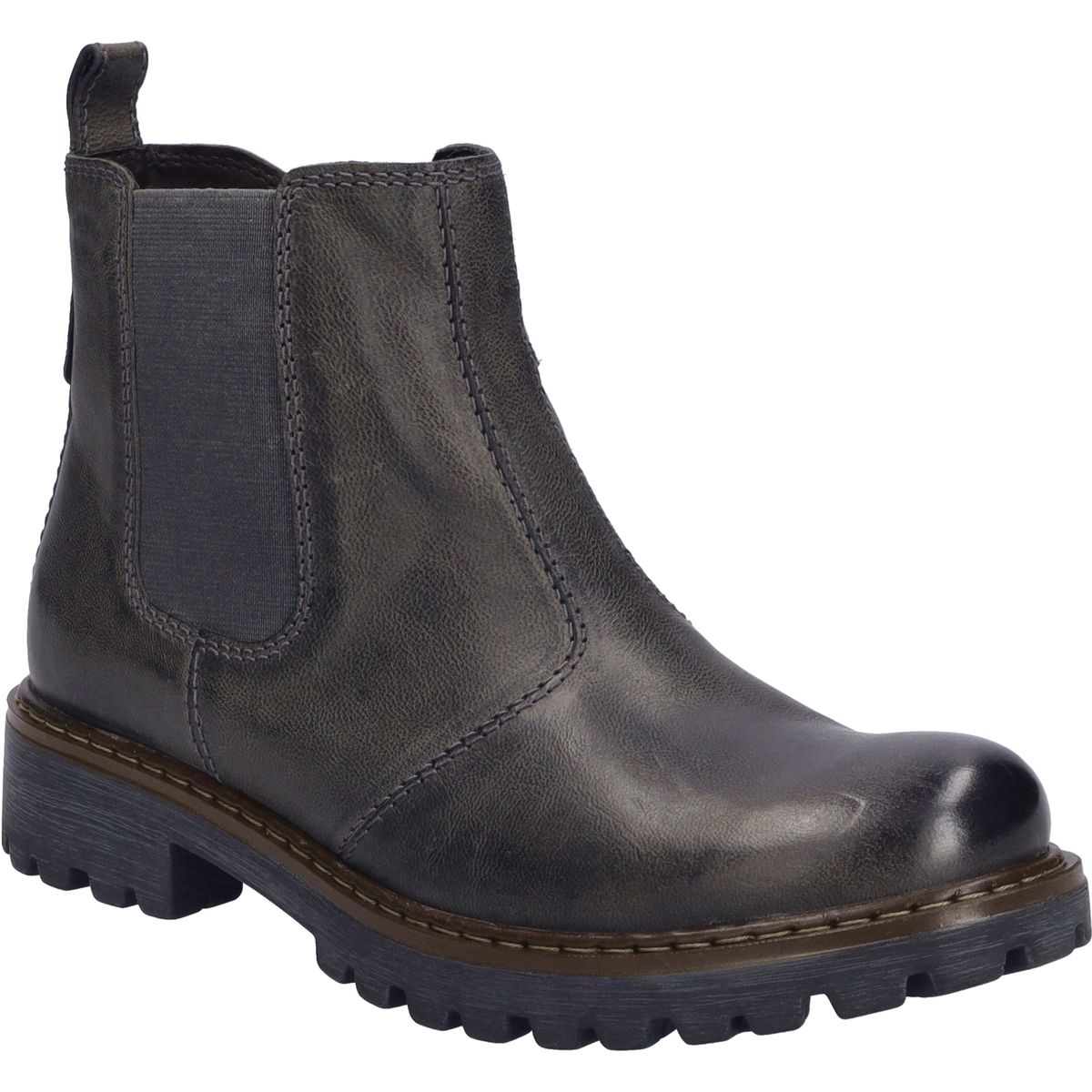 Leder-Chelsea-Stiefelette mit Elastikeinsatz
