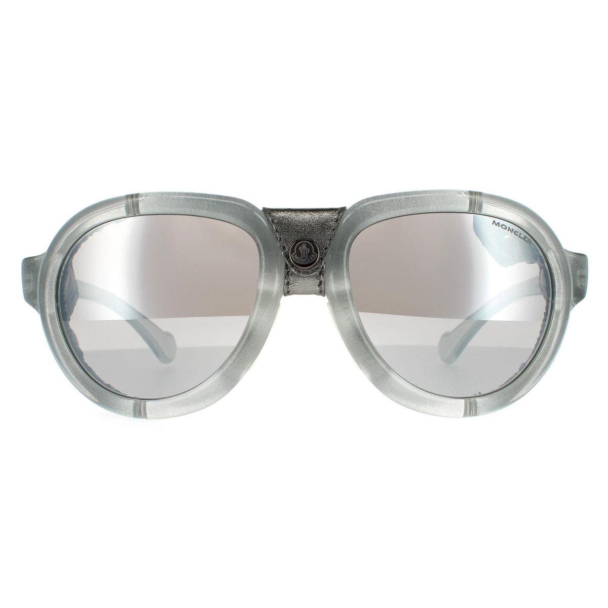 Graue Pilotenbrille mit Lederdetails