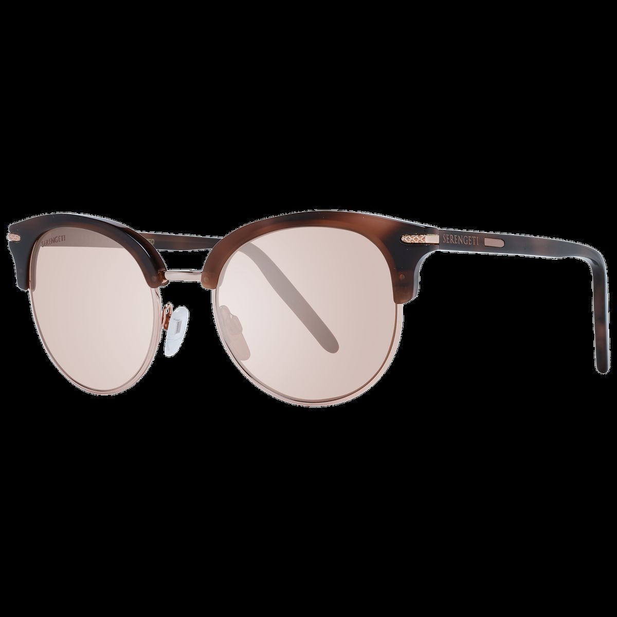 Runde Schildpatt-Sonnenbrille mit rosafarbenen Gläsern