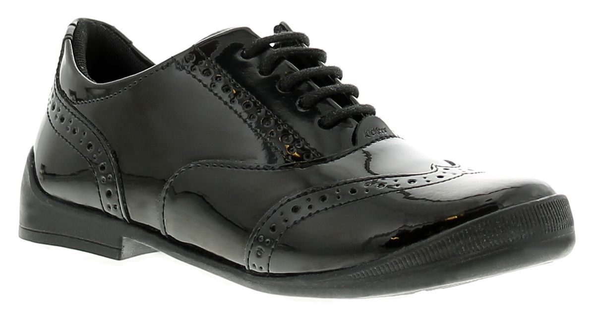 Schwarzer Lackleder Brogue Schulschuh