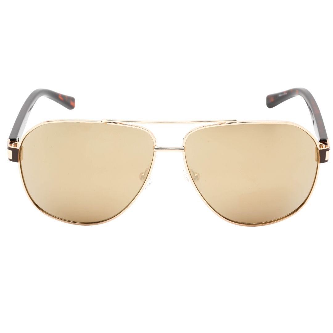 Goldfarbene Pilotenbrille mit Schildpattakzenten