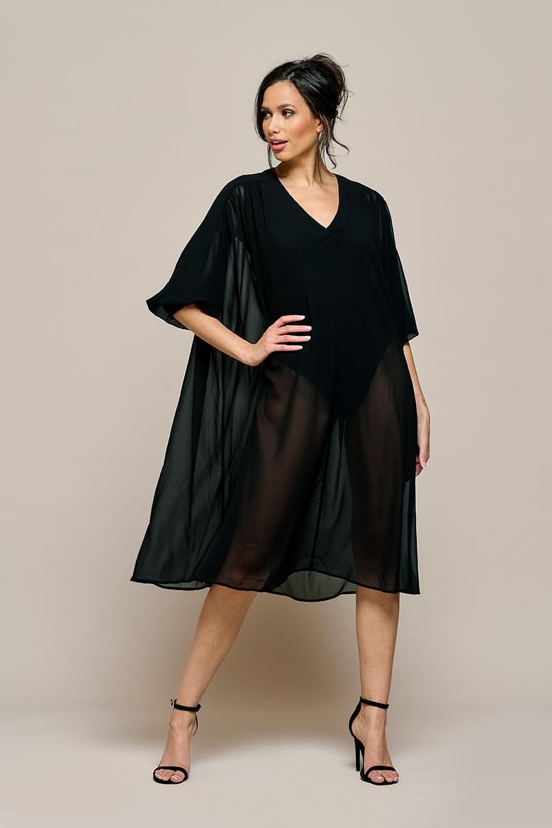 Fließender Chiffon-Kaftan mit Gürtel