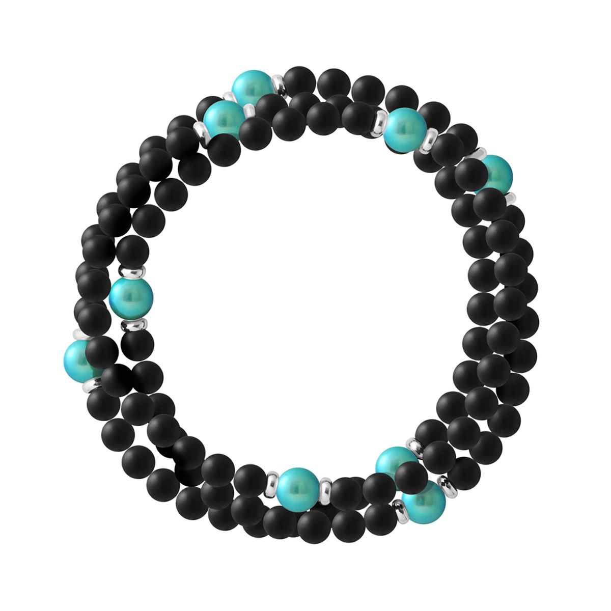 Perlen Stretch Armband mit türkisfarbenen Akzenten