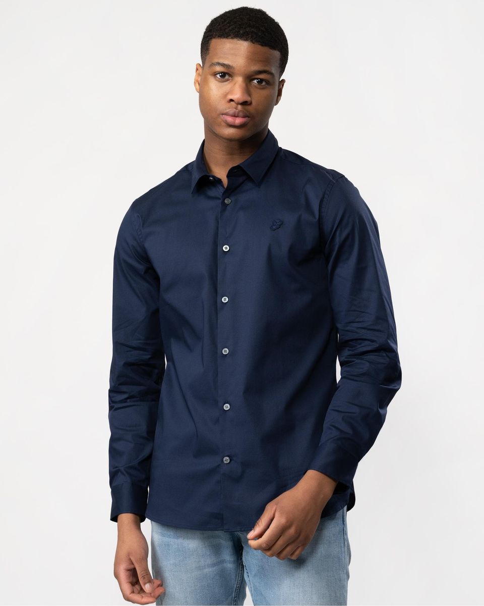 Herren Slim Fit Popeline Hemd