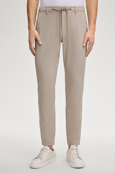 Chino Maxton Sand Hose mit Kordelzug, Stretch-Viskose-Mix
