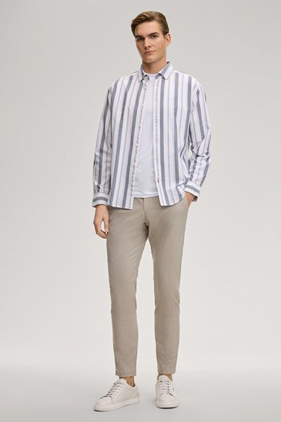 Chino Maxton Sand Hose mit Kordelzug, Stretch-Viskose-Mix