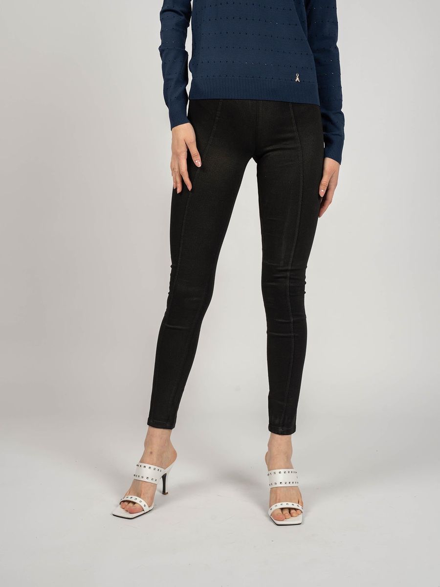 Hoch taillierte beschichtete Skinny-Leggings