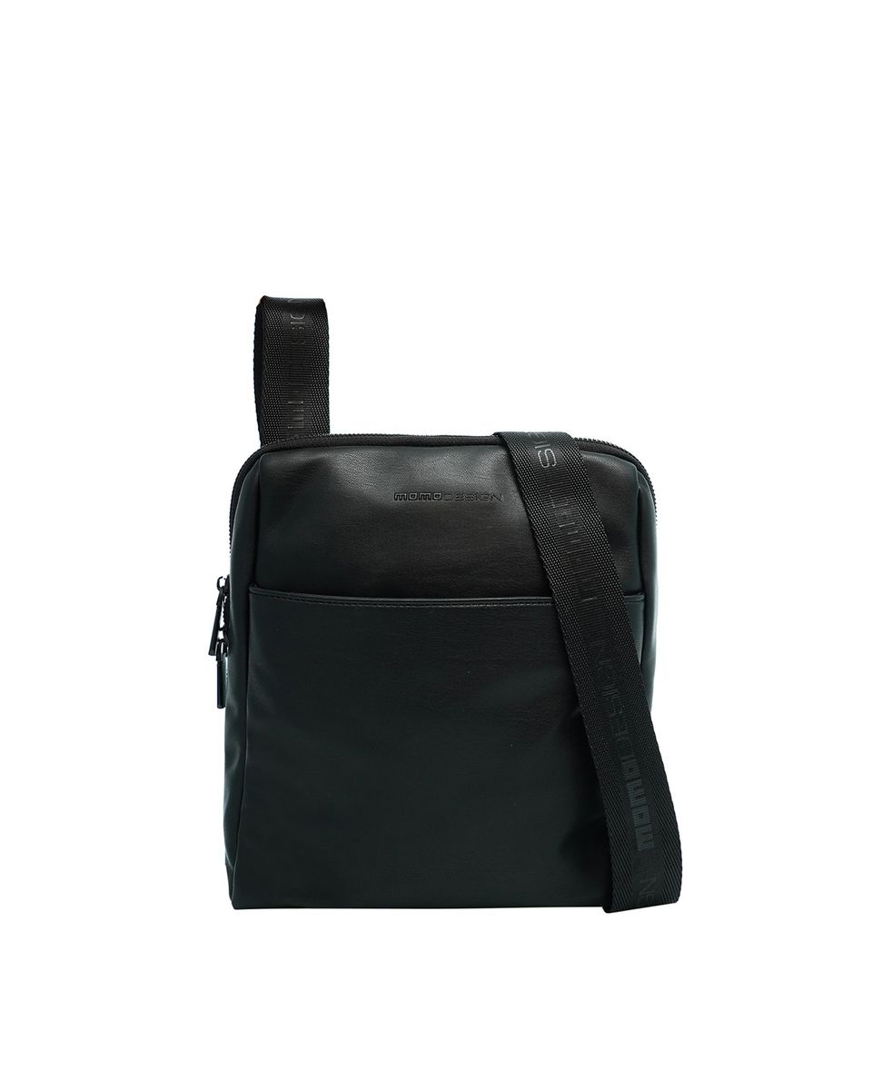 Minimalistische schwarze Leder Umhängetasche