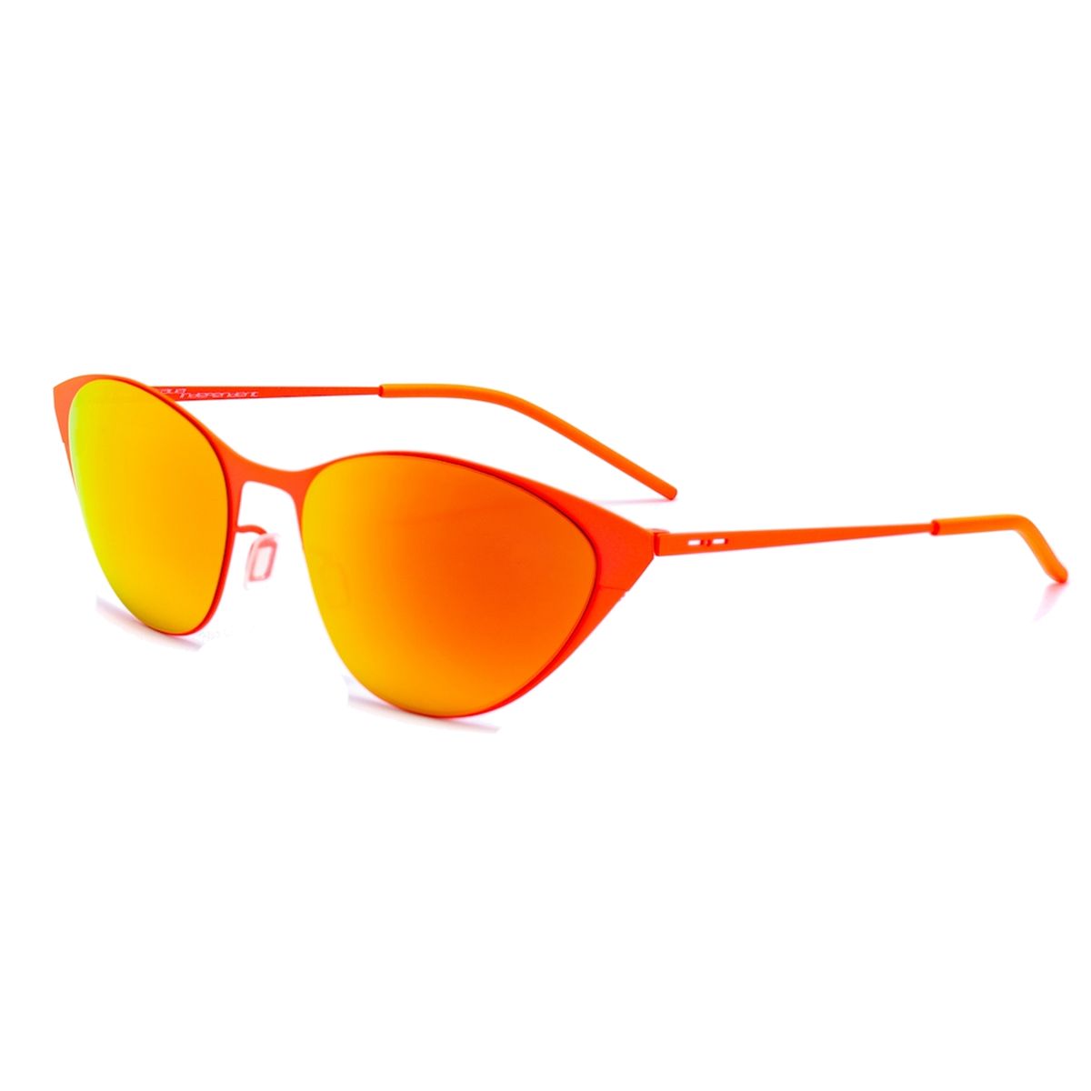 Eckige Sonnenbrille mit orangefarbenem Metallgestell