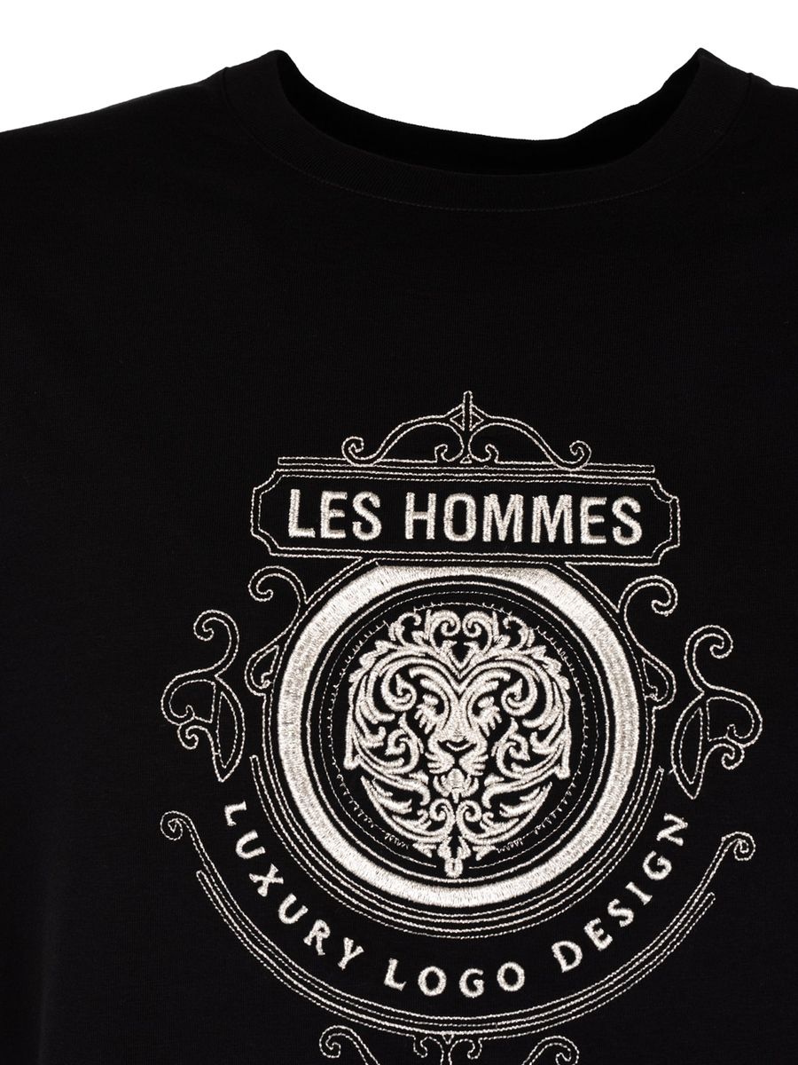 T-Shirt mit besticktem Löwen-Medaillon