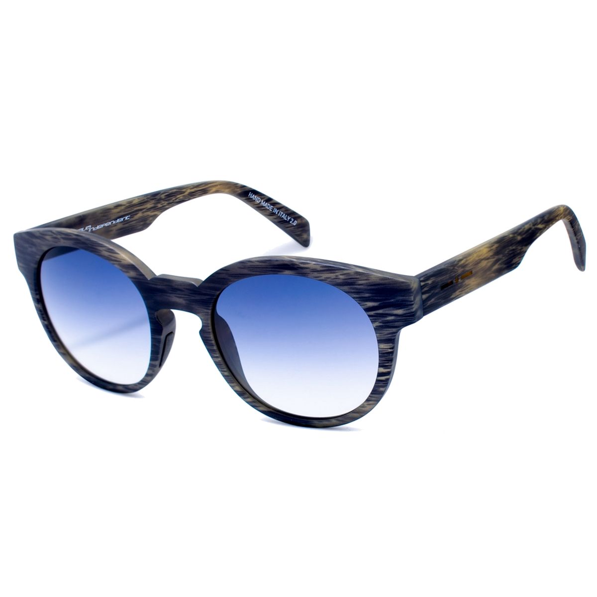 Runde Acetat Sonnenbrille mit blauem Farbverlauf