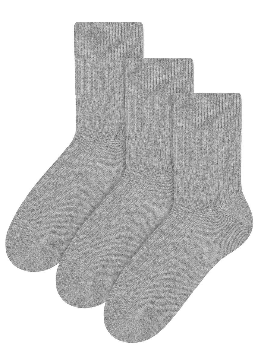 3 Paar Wollsocken für Damen | Steven | Atmungsaktive gepolsterte Damensocken Grau