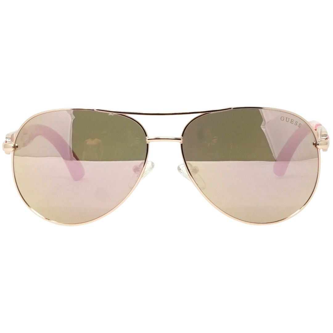 Roségoldene Pilotenbrille mit verspiegelten Gläsern