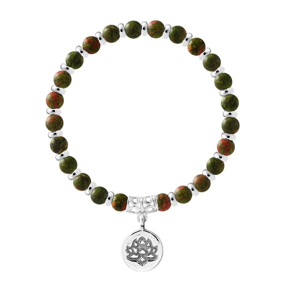 Unakit Stein Perlenarmband mit Lotus