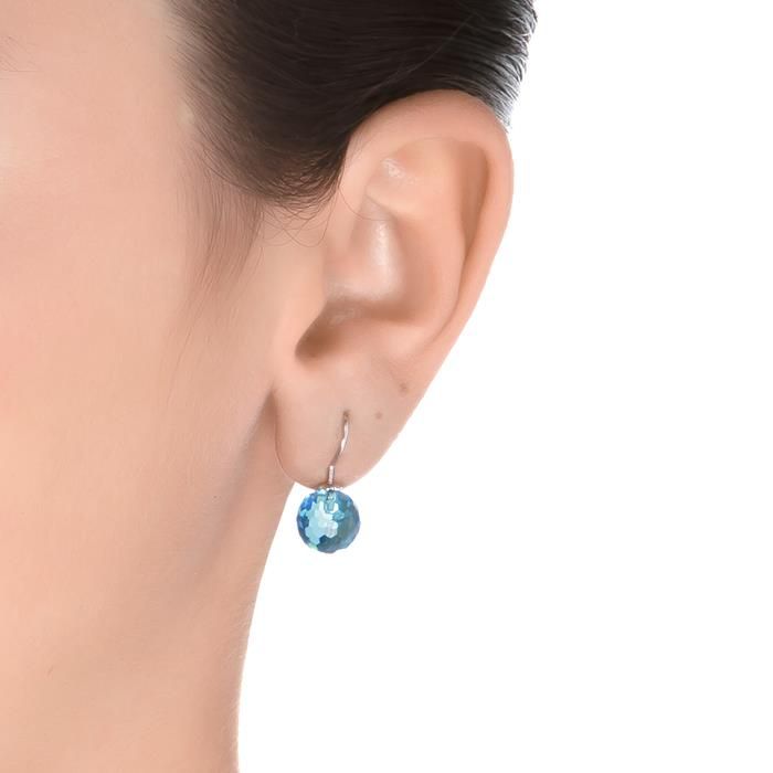 Facettierte blaue Quarz-Ohrhänger