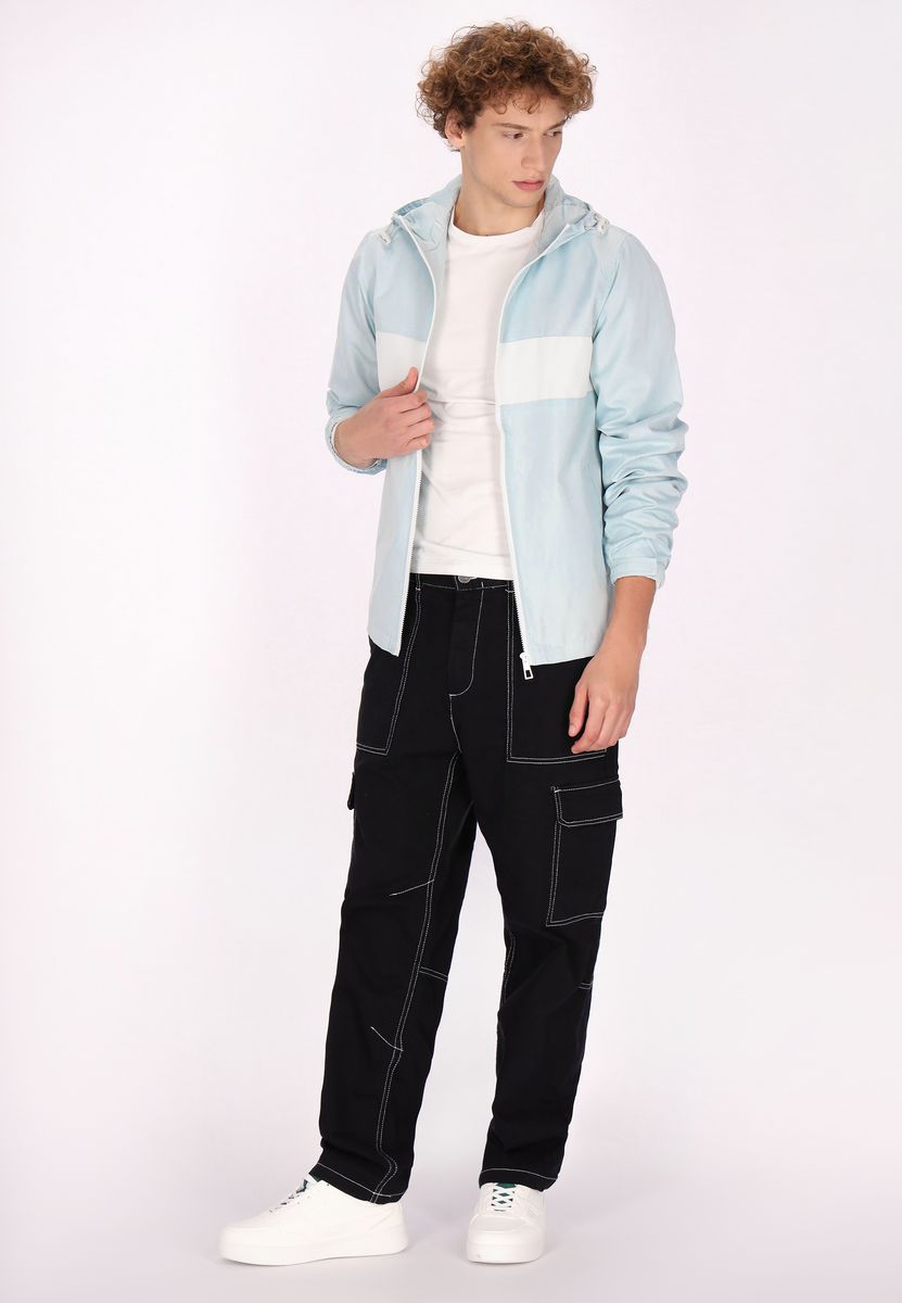 Kapuzen-Windjacke mit Color-Block-Design