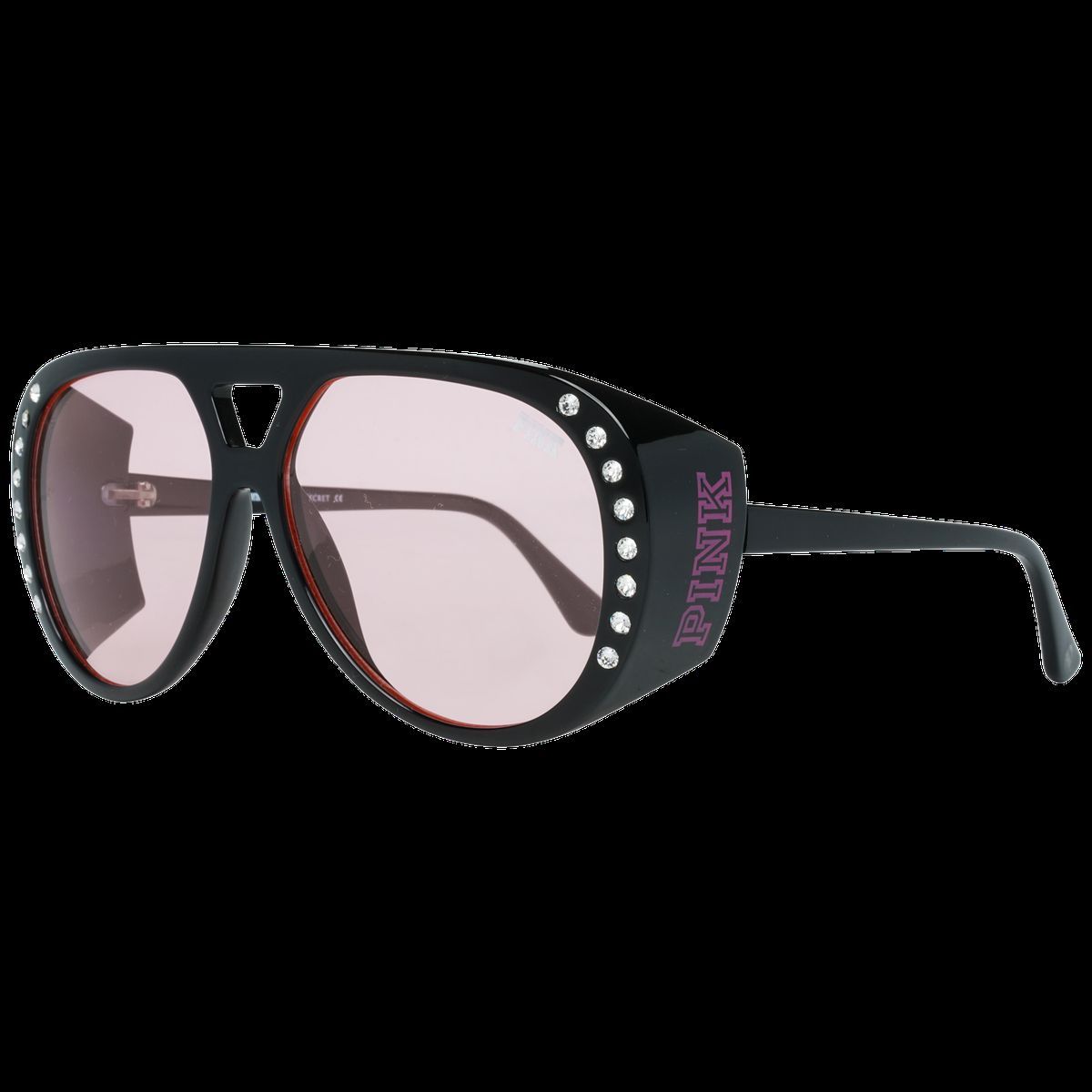 Schwarze Pilotenbrille mit pinkfarbenen Details