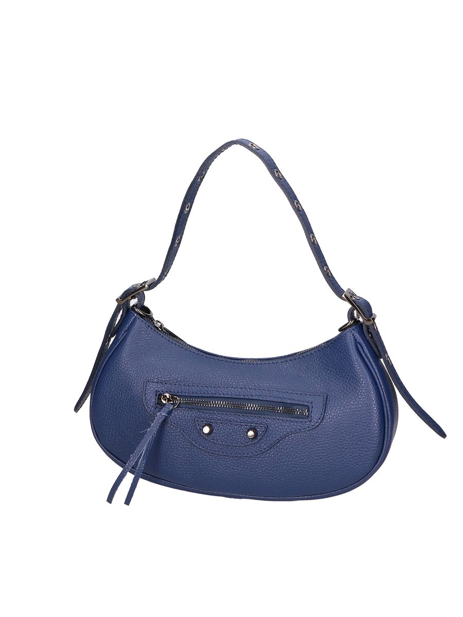 Halbmondförmige Schultertasche aus genarbtem Leder