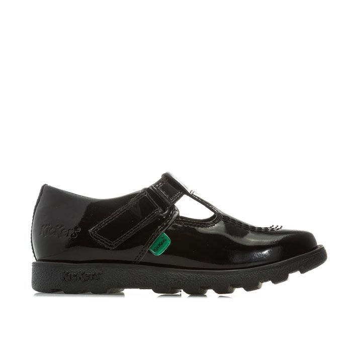 Schwarzer T-Strap Lackleder Schuh