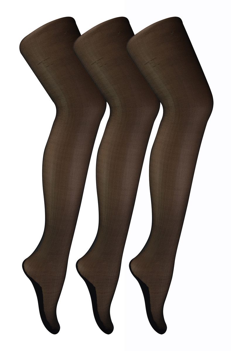 Sock Snob - Womens Vintage Seamed Tights | 3 Paar Multipack | 40 Denier Knee High Ultra Sheen Tights mit Line Up the Back - Black / Black
