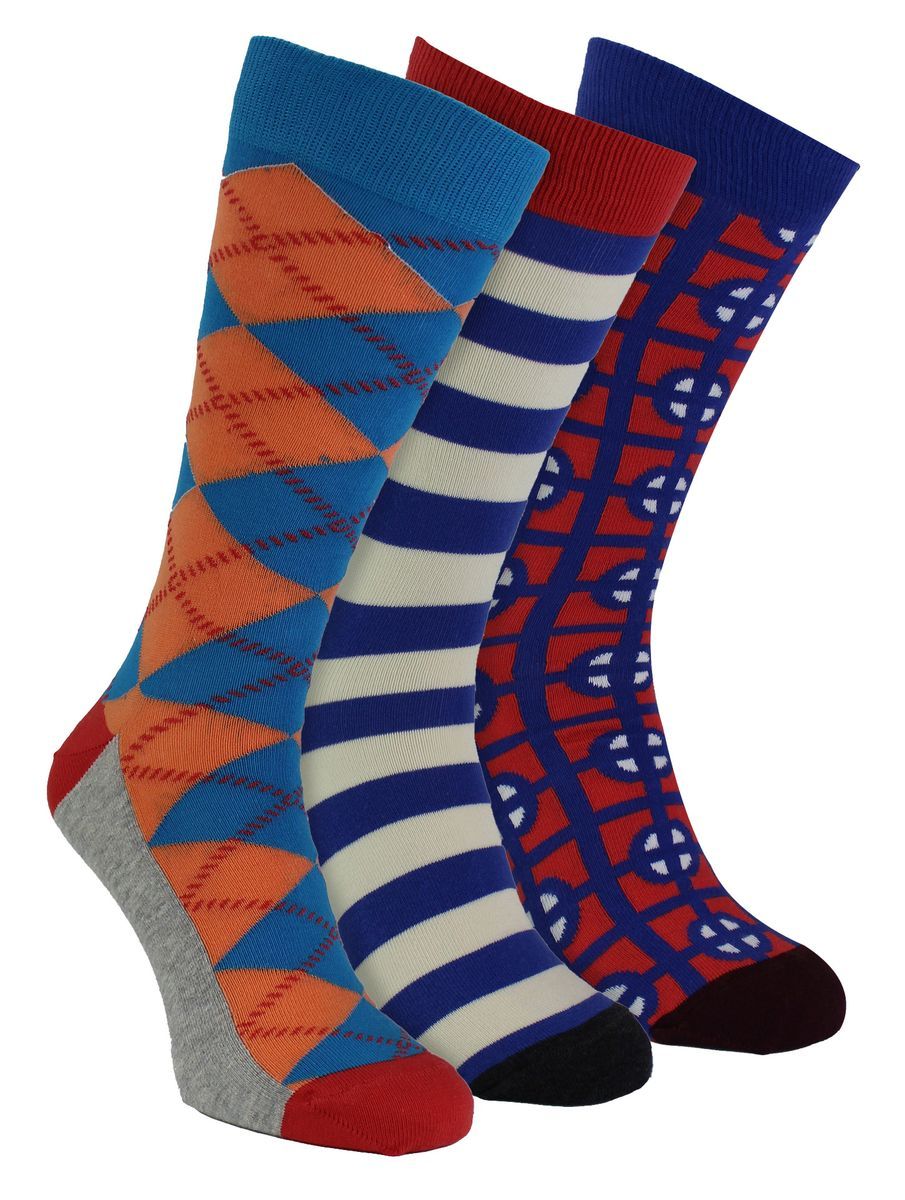 HS von Happy Socks - Herren 3er-Pack klassische Struktur-Anzugsocken - Target (Blau)