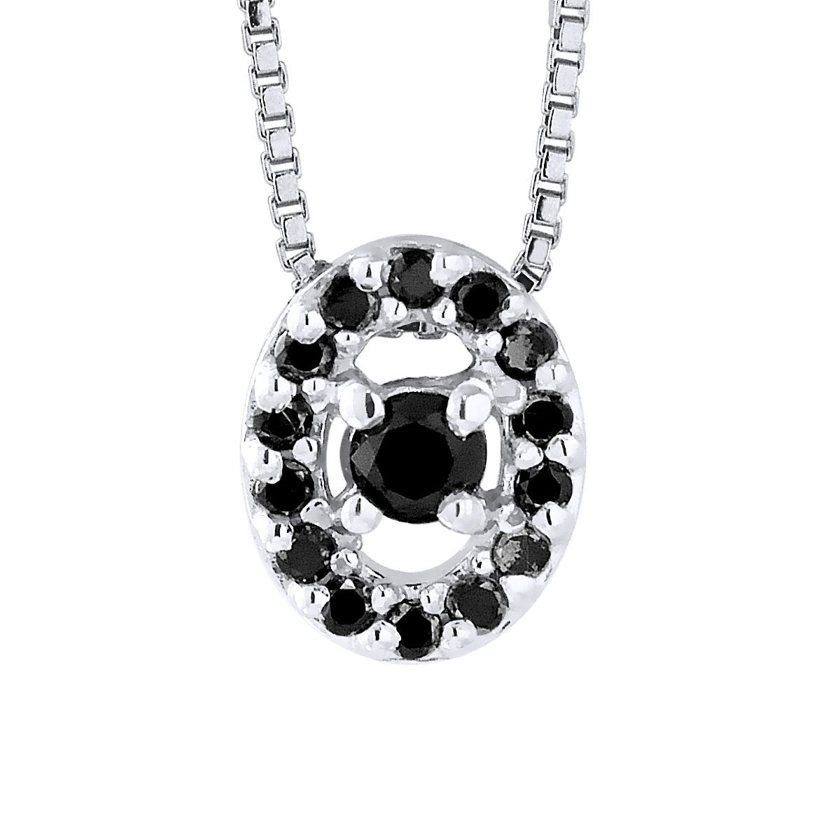 Schwarze Diamant-Ovale Anhänger Halskette