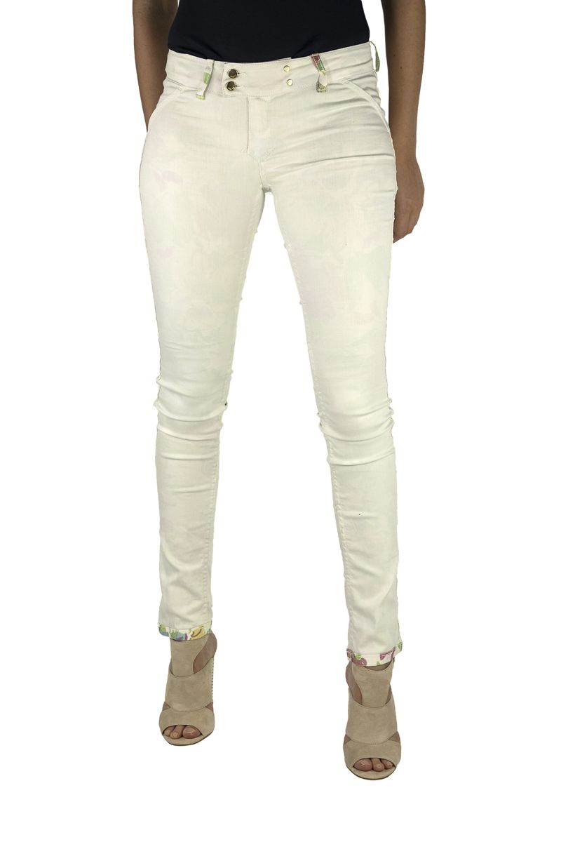 Slim-Fit Hose mit gemustertem Aufschlag