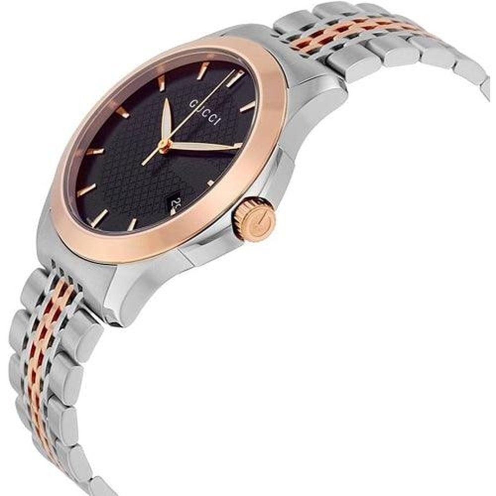 Elegante zweifarbige Uhr mit strukturiertem Zifferblatt