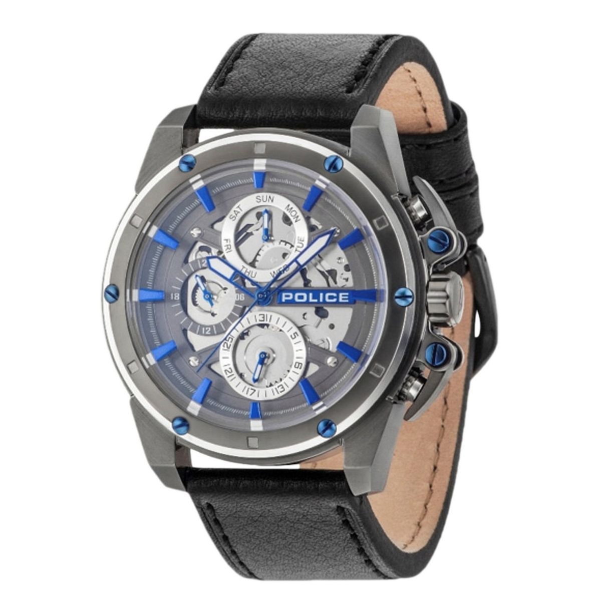 Moderne Skelett-Zifferblatt Lederuhr