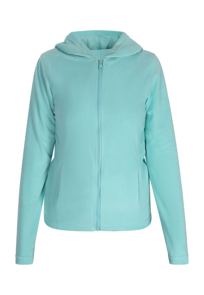 Fleecejacke mit Kapuze und Reißverschluss
