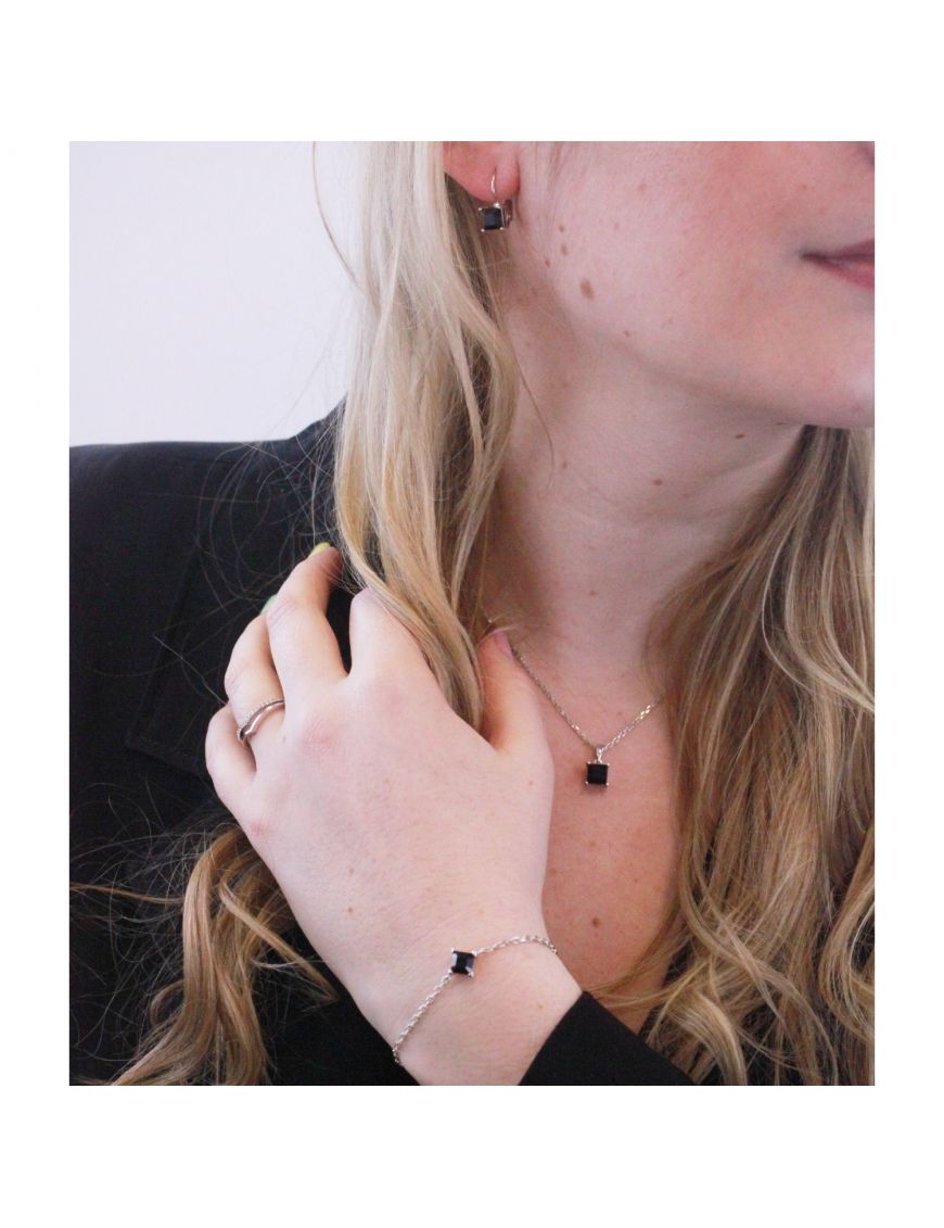 Minimalistisches quadratisches Kristall-Schmuckset