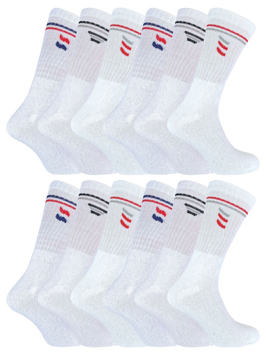 Sock Snob - 12 Paar Herren-Baumwoll-Socken in Weiß & Schwarz - Weiß