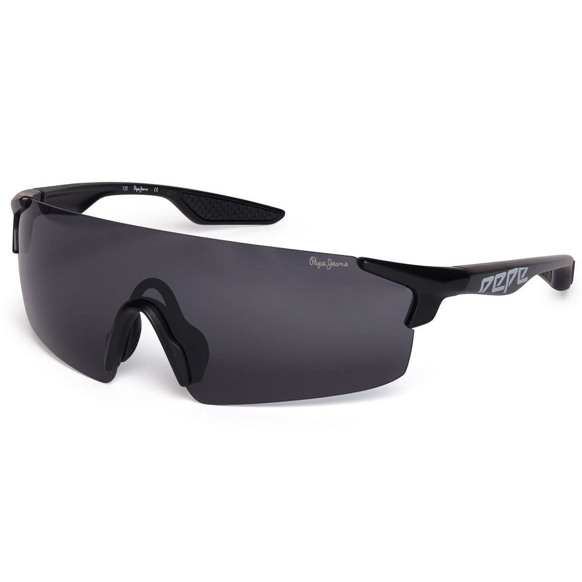 Sportliche randlose Monolinsen-Sonnenbrille in Schwarz