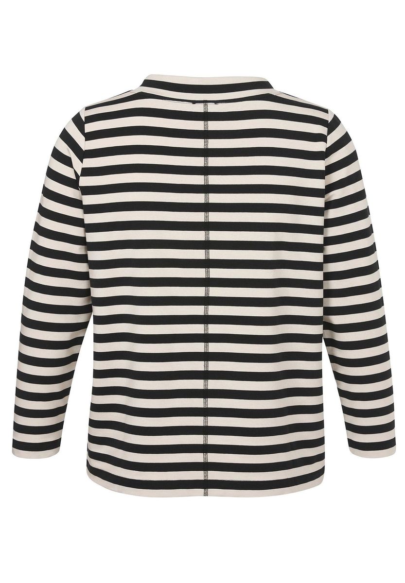 Gestreiftes Sweatshirt mit Blumendruck und Bindeband